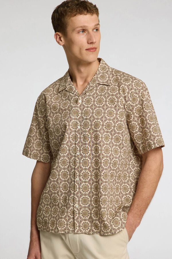 Selected Camisa de linho de manga curta Cinzento