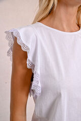 Molly Bracken T-shirt de manga curta borboleta de renda Ecru