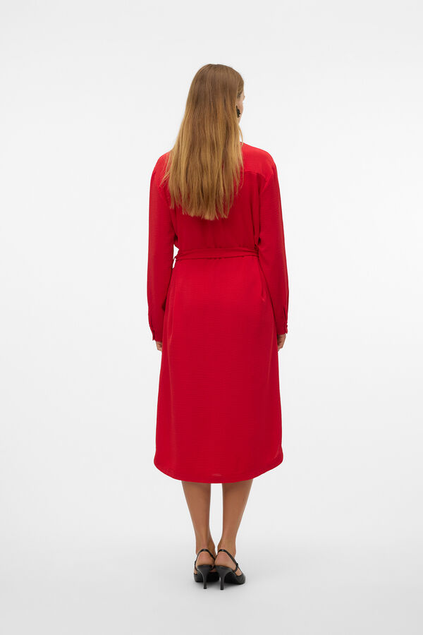 Vero Moda Vestido midi camisero Rojo