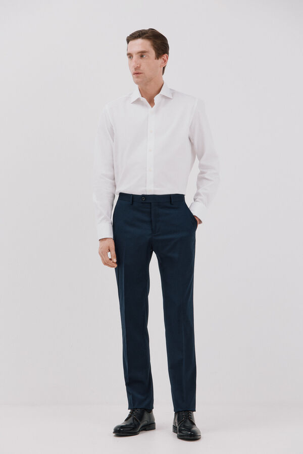 Cortefiel Camisa vestir lisa f&aacute;cil plancha Blanco