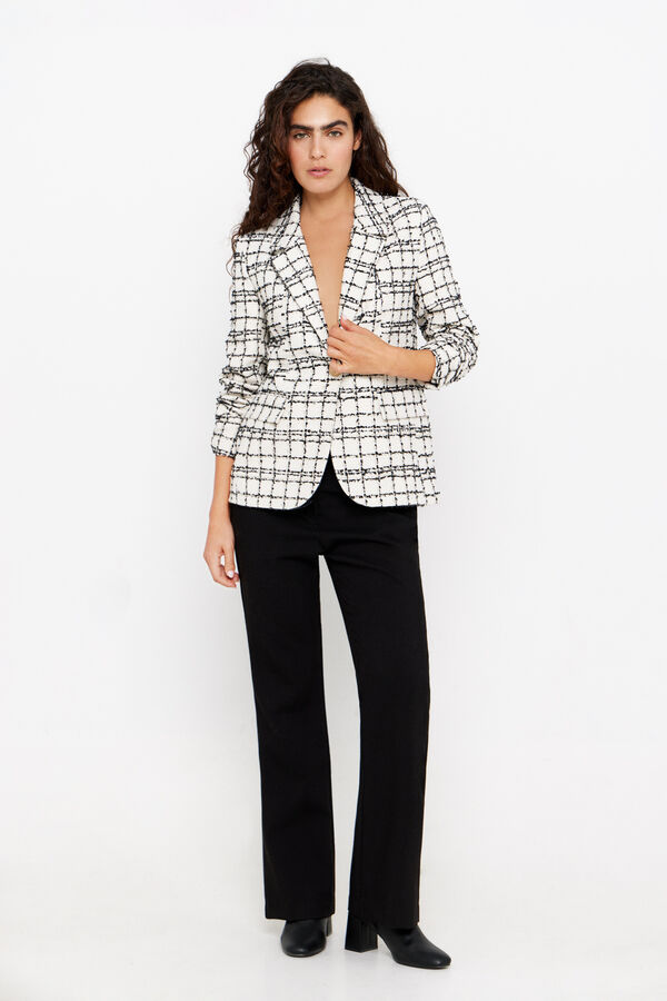 Cortefiel Blazer de tweed Estampado blanco