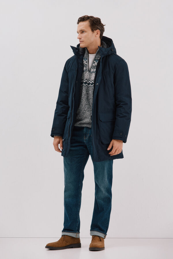 Cortefiel Parka 4 bolsillos Azul marino