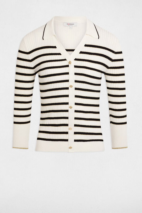 Morgan Jersey manga 3/4 y rayas Estampado blanco
