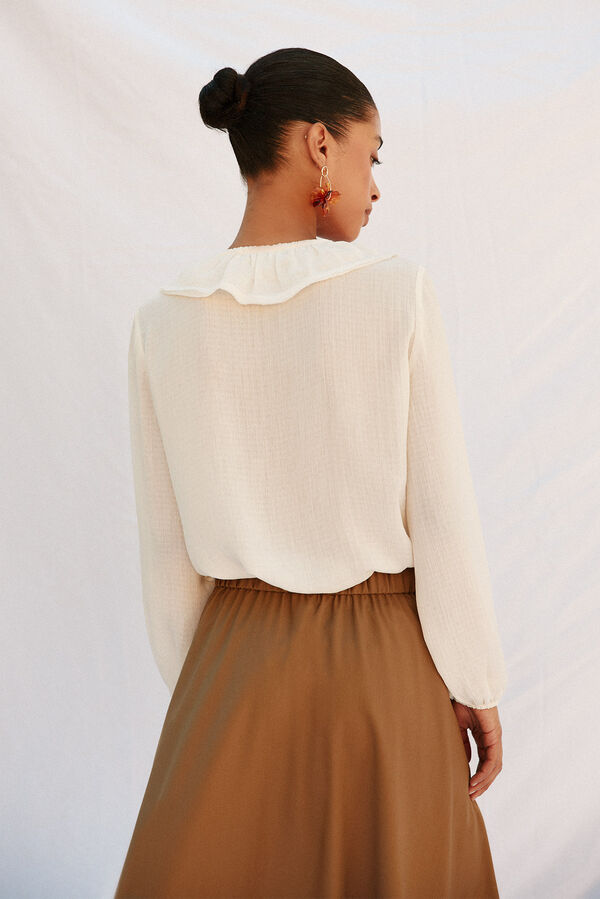 Cortefiel Blusa folhos Branco