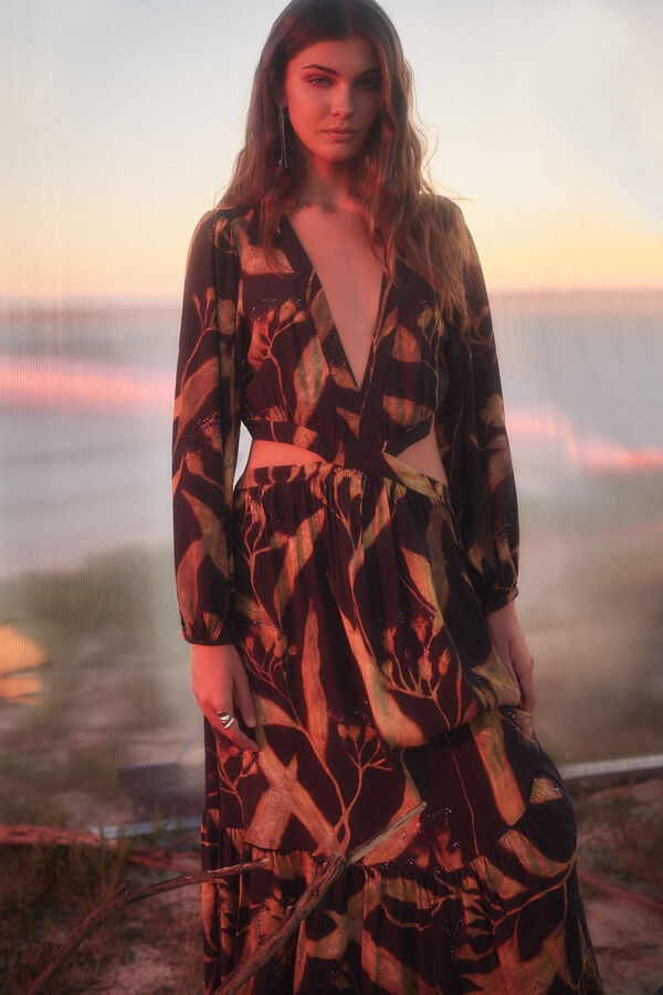 Slowlove Vestido estampado com aberturas Multicolorido