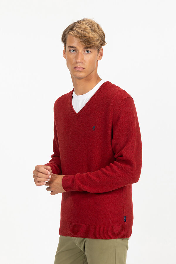 elPulpo Jersey b&aacute;sico cuello pico Granate