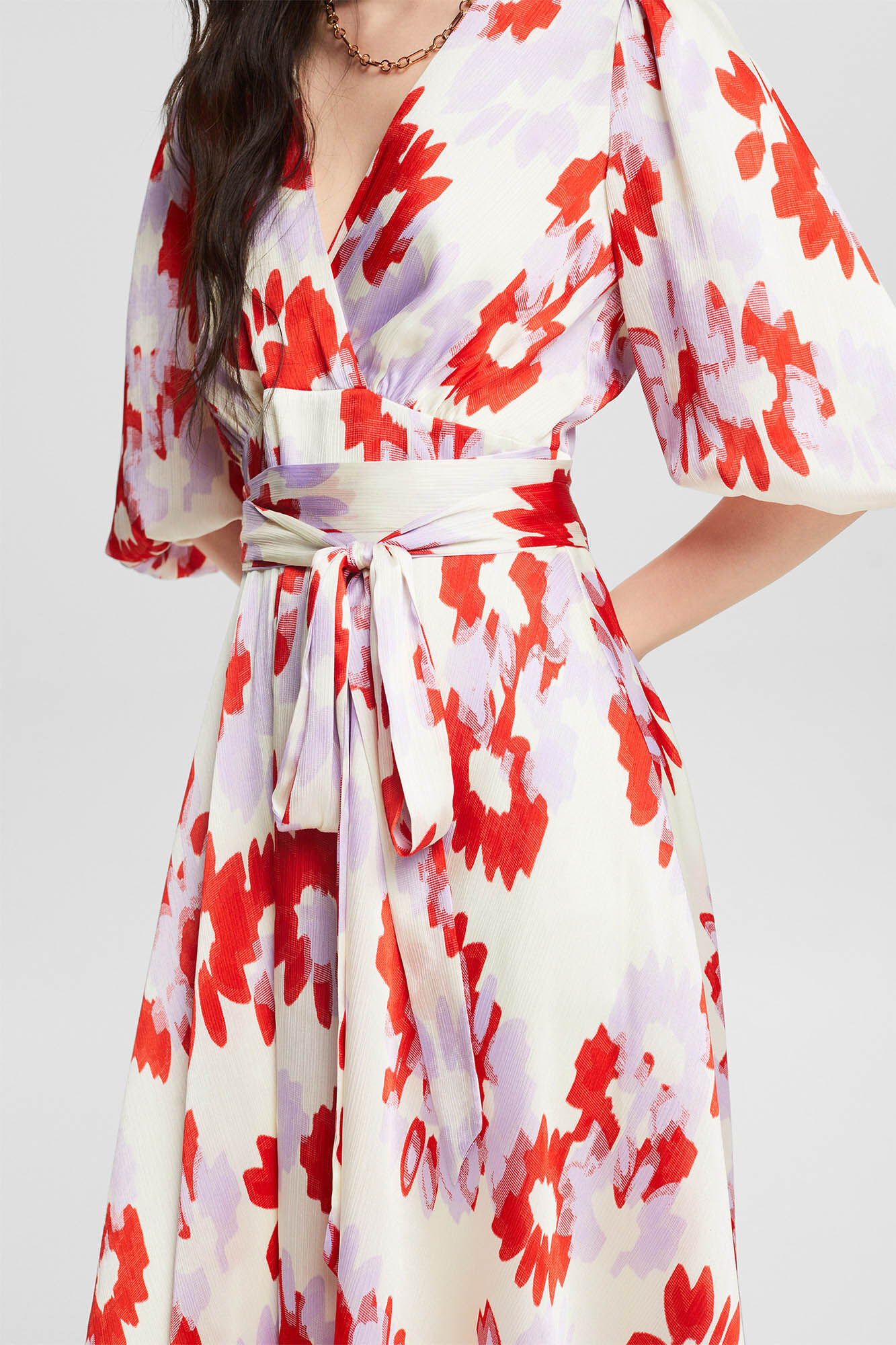 Esprit Vestido midi estampado abstracto material sostenible