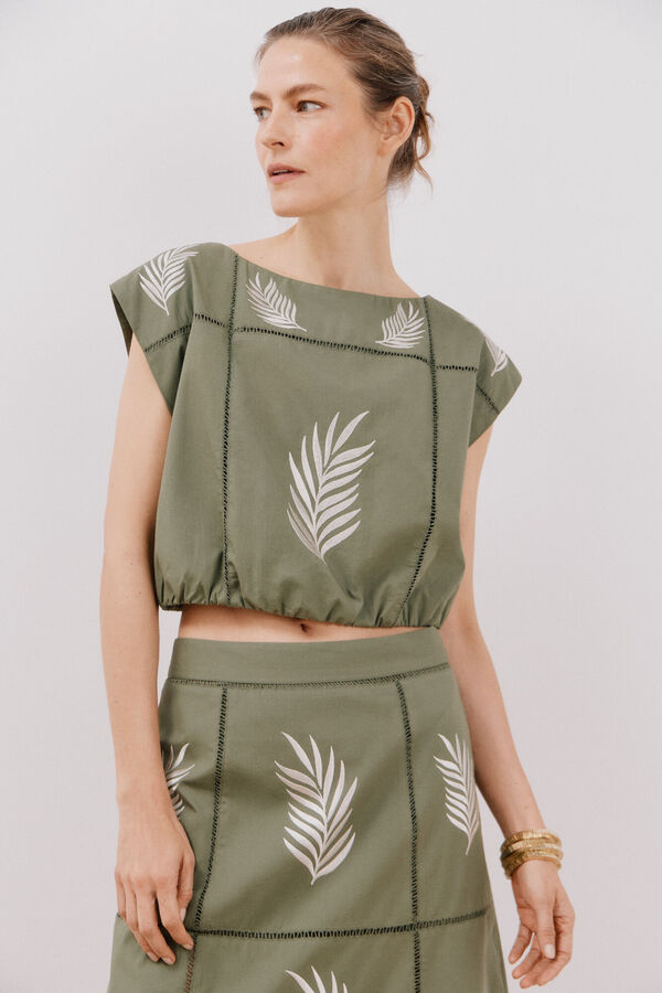 Cortefiel Top bordado Impress&atilde;o