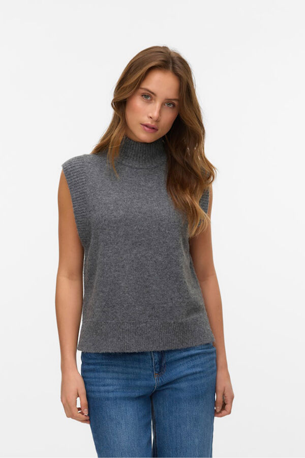 Vero Moda Chaleco de punto cuello alto Gris