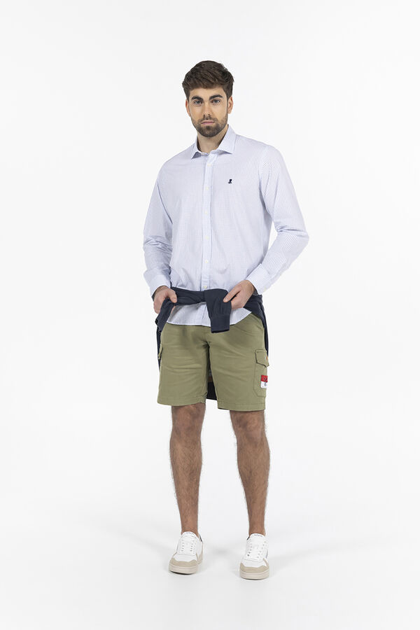 elPulpo Camisa cuadros raya estrecha popel&iacute;n Estampado azul