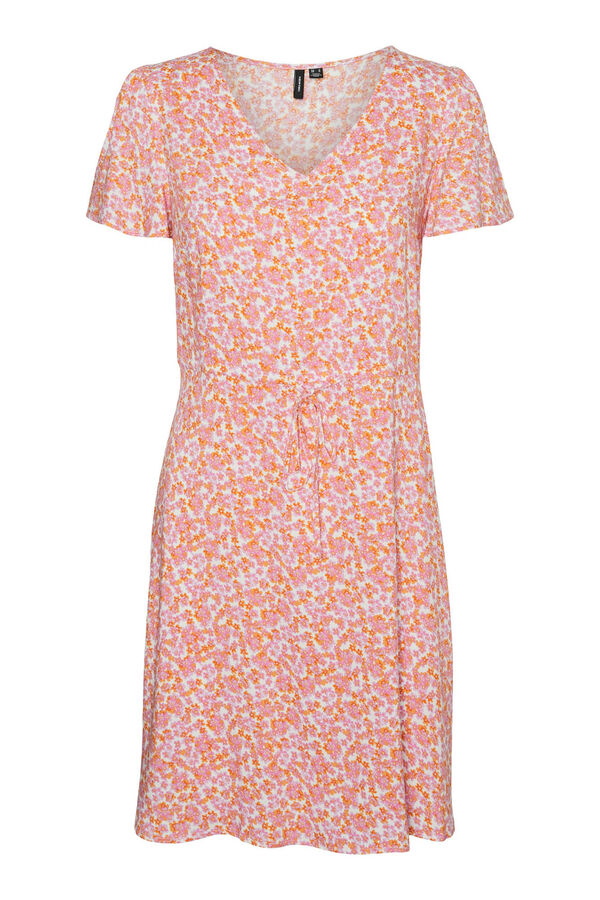 Vero Moda Vestido corto manga corta y cuello pico Blanco