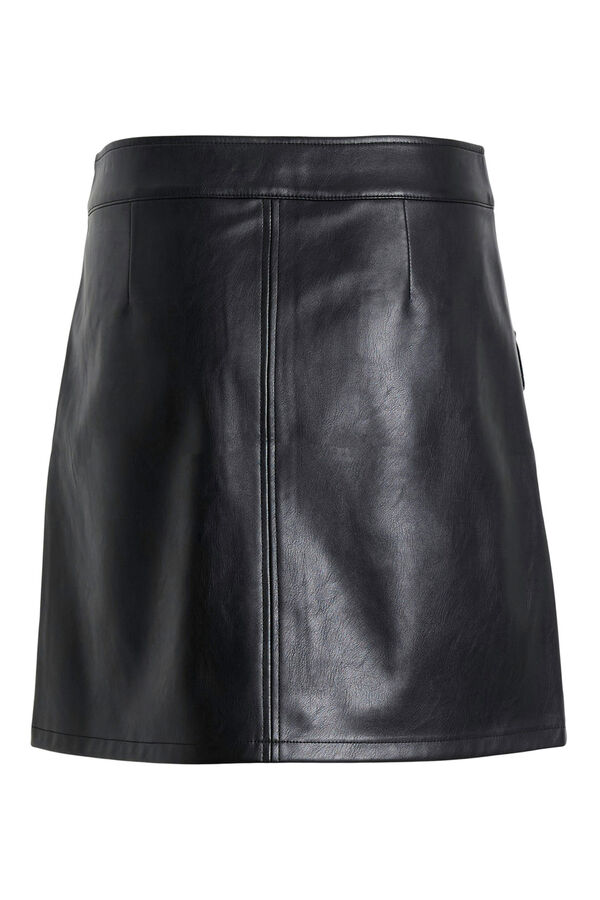 Vila Saia curta de couro sint&eacute;tico Preto