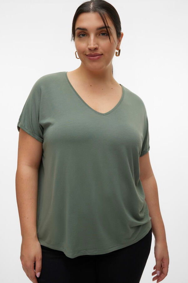 Vero Moda Curve Camiseta básica com gola bico size Verde