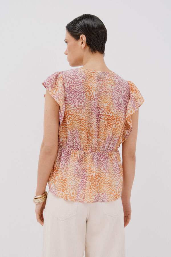 Cortefiel Blusa estampada volante Multicolor