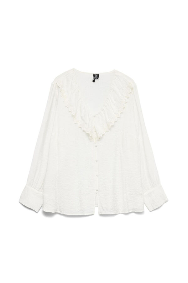 Vero Moda Curve Camisa de cuello volante talla grande Blanco