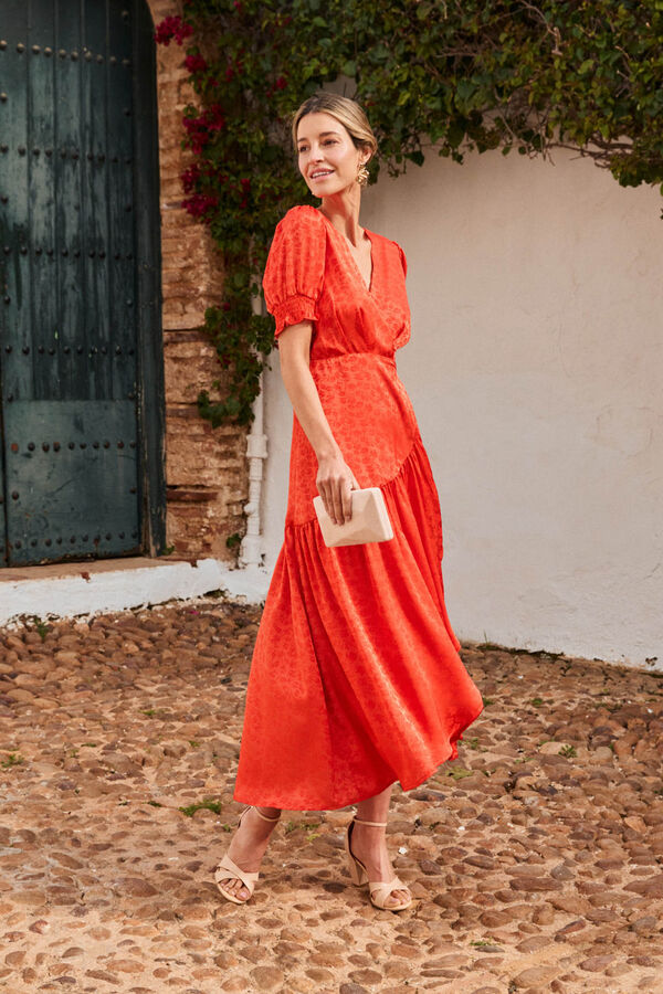 Pol&iacute;n Et Moi Vestido de flores coral Vermelho