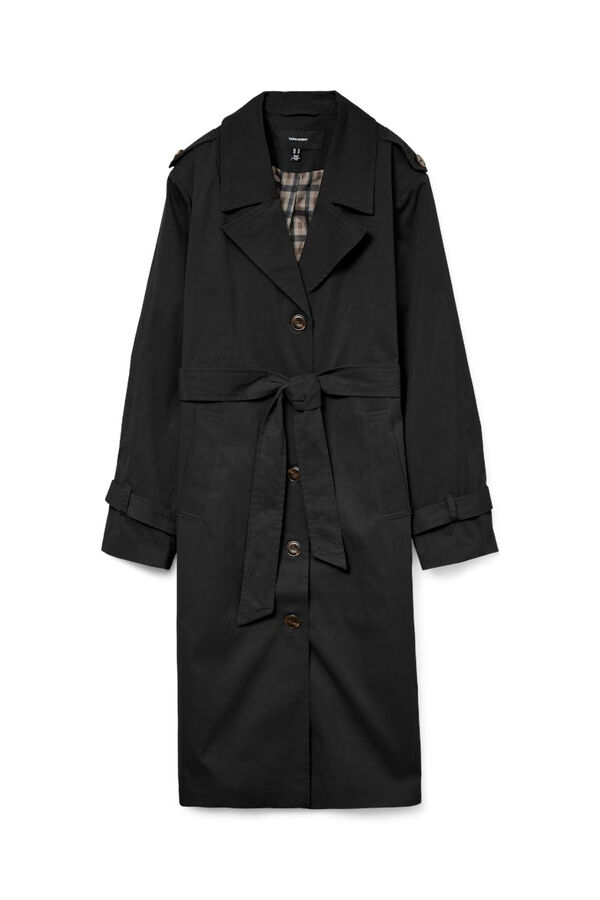 Vero Moda Gabardina longo com cinto  Preto