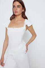 Slowlove T-shirt folhos Ecru