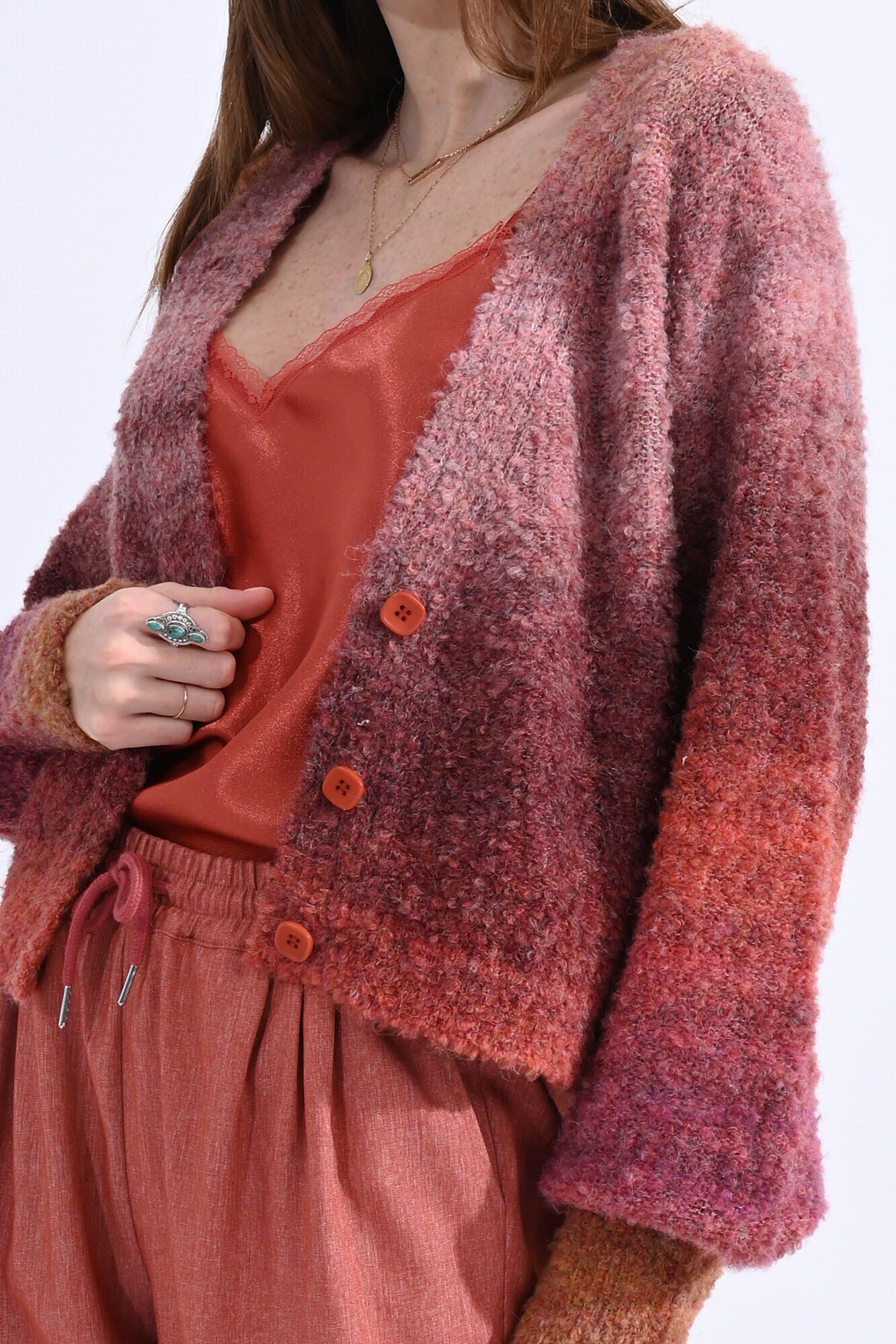 Molly Bracken Cardigan de manga comprida tecido peluche