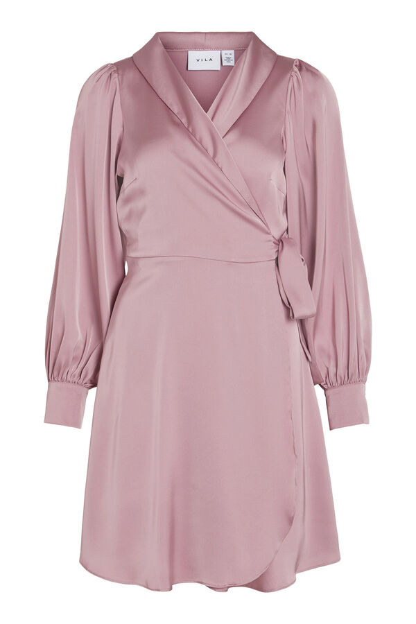 Vila Vestido satinado de manga larga Marr&oacute;n