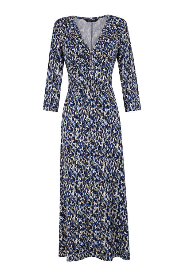 Cortefiel Vestido fruncido estampado Estampado azul