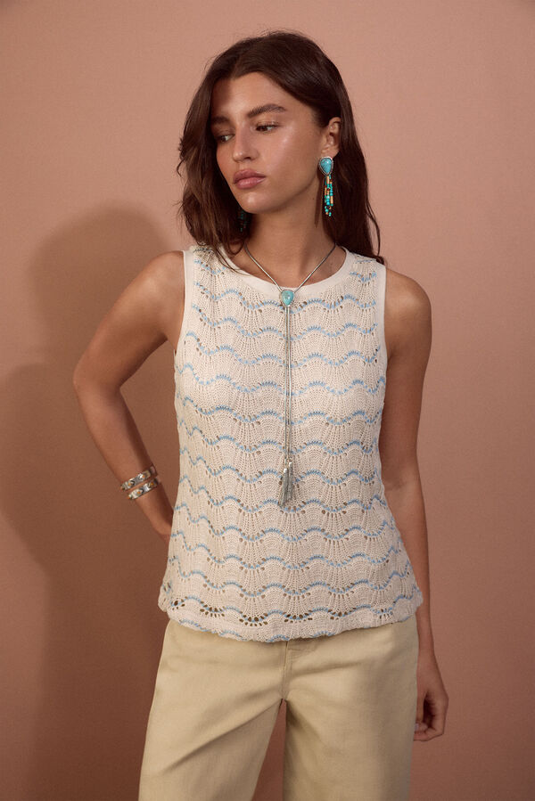 Slowlove Top b&aacute;sico ondas Azul