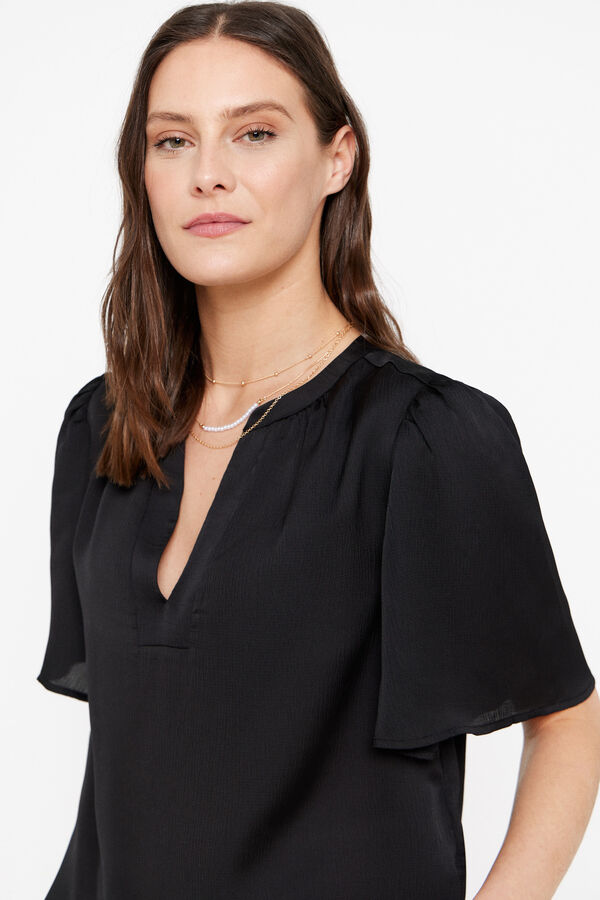 Cortefiel Blusa fluida estampada Preto