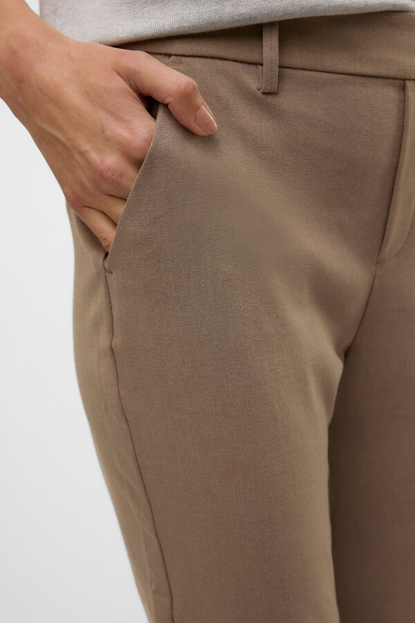 Vero Moda Cal&ccedil;as compridas de vestir Castanho