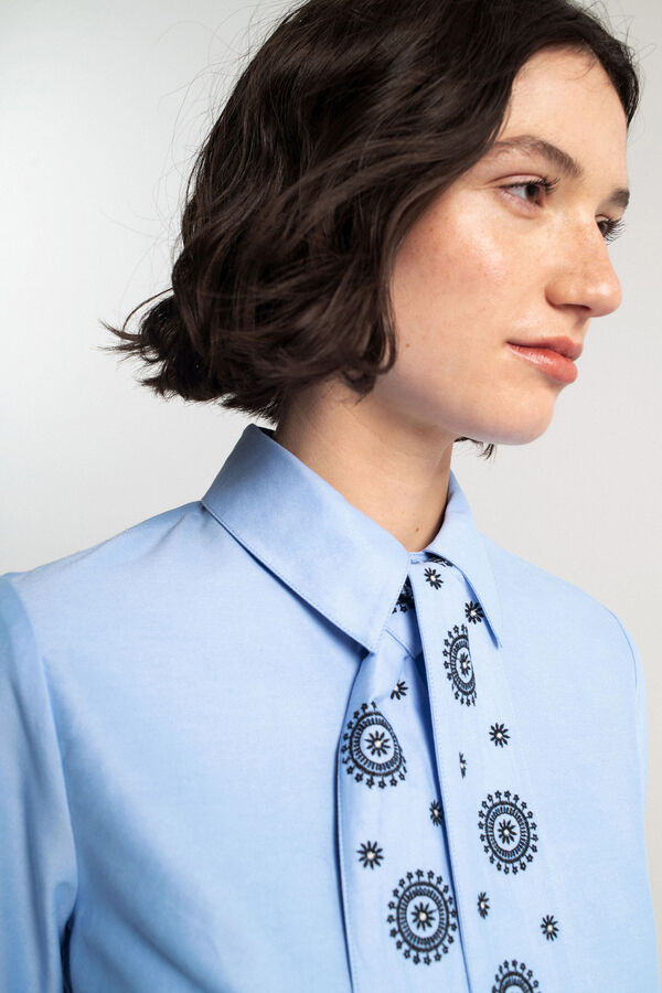 Object Camisa de la&ccedil;o bordado Azul