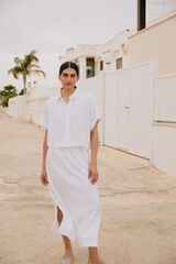 Selected Femme Falda Midi de lino. Regular Fit. Blanco