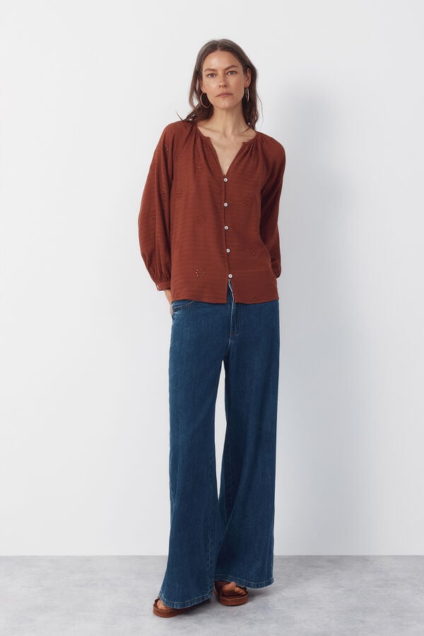 Cortefiel Blusa bordada Vermelho