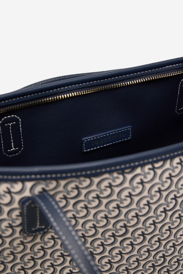 Cortefiel Bolso shopper monograma Azul