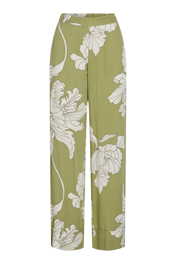 Vila Pantalón ancho estampado flores Verde