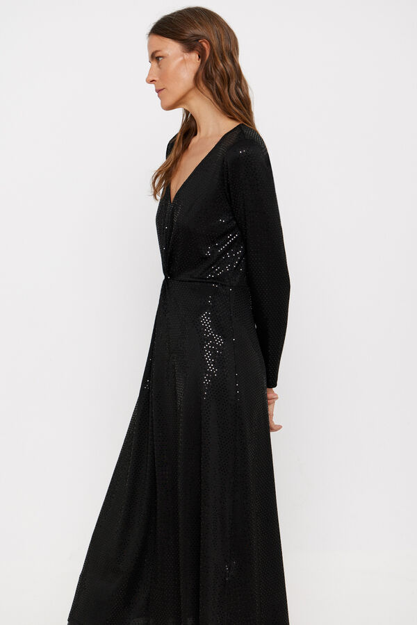 Cortefiel Vestido punto lentejuelas Negro
