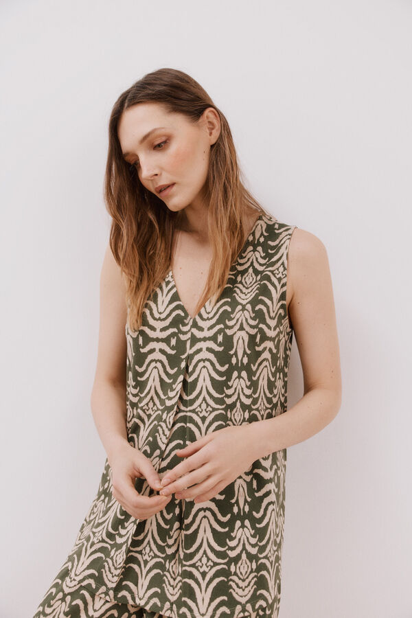 Cortefiel Top dobr&aacute;vel longo Verde