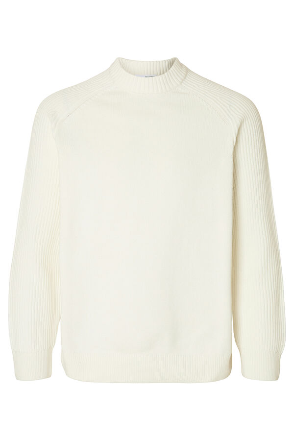 Selected Jersey cuello mock 100% algod&oacute;n org&aacute;nico. Blanco