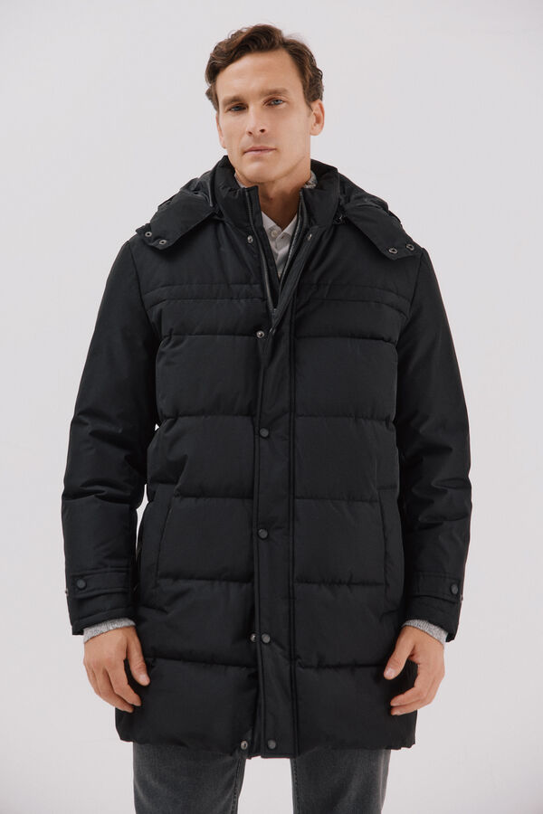 Cortefiel Parka acolchoada Preto