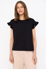 Cortefiel Camiseta b&aacute;sica volantes Negro