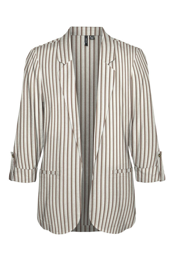 Vero Moda Blazer de lino sin cierre bot&oacute;n Beige