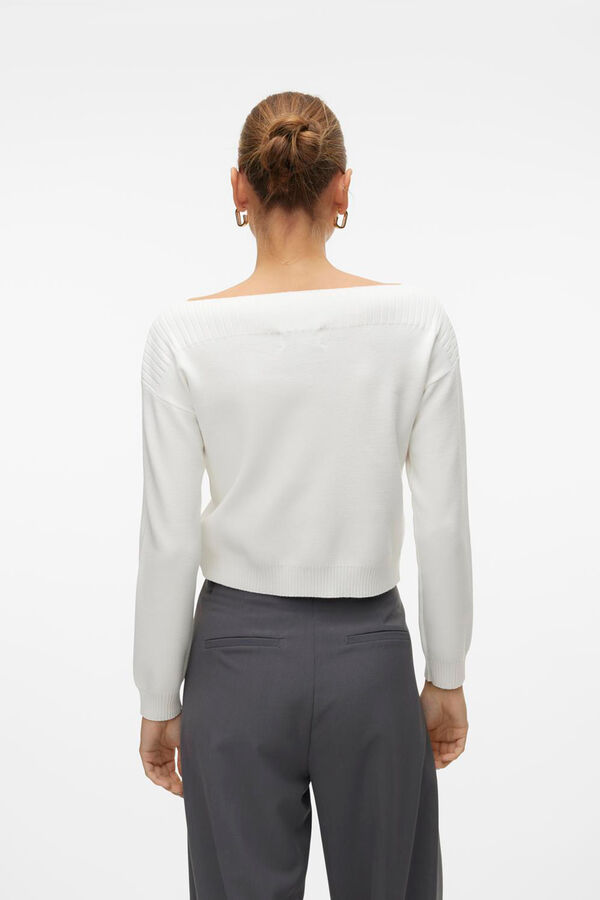 Vero Moda Jersey de punto con cuello barco Estampado blanco