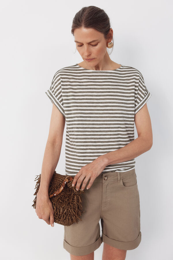 Cortefiel T-shirt riscas Verde