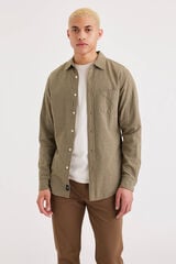 Dockers Camisa para homem Icon Slim Fit com bot&otilde;es Castanho