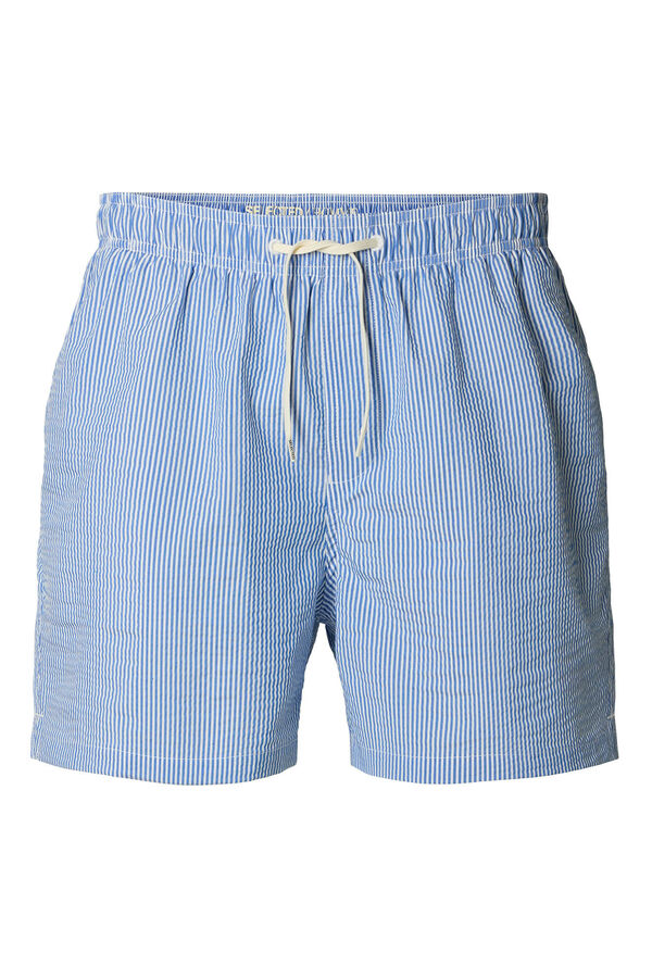 Selected Mai&ocirc; liso seersucker  Azul