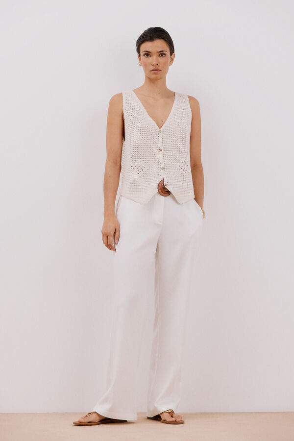 Cortefiel Colete crochet Ecru