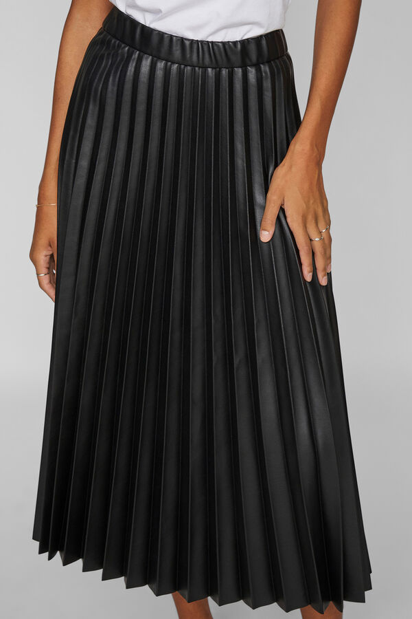Vila Falda midi plisada polipiel Negro