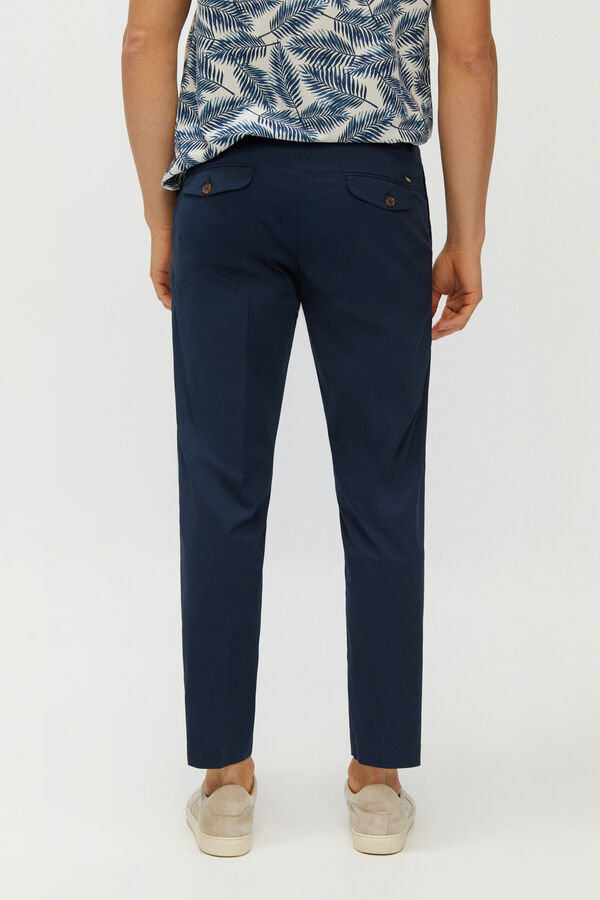 Cortefiel Pantalón cintura elástica extra confort Tapered Azul marino