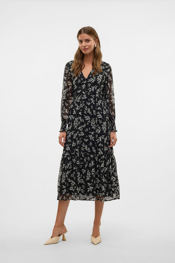 Vero Moda Vestido largo manga larga Negro