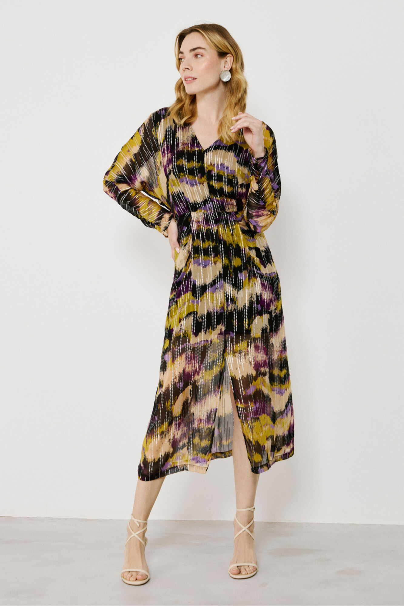 Vila Vestido midi estampado con l&uacute;rex