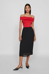 Vila Saia midi plissada Preto