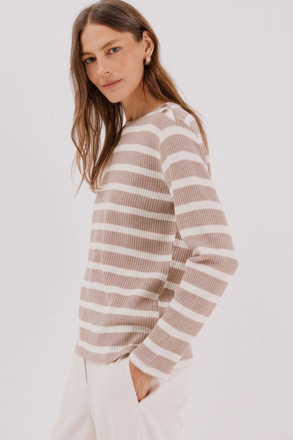 Cortefiel Sweatshirt estruturado riscas Tostado